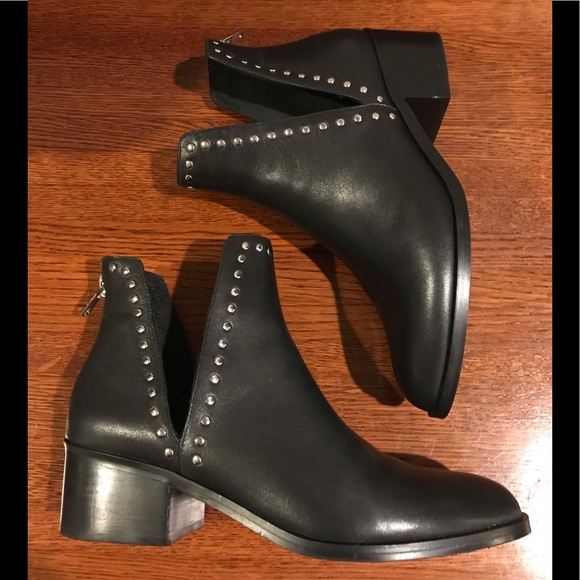 steve madden black studded booties